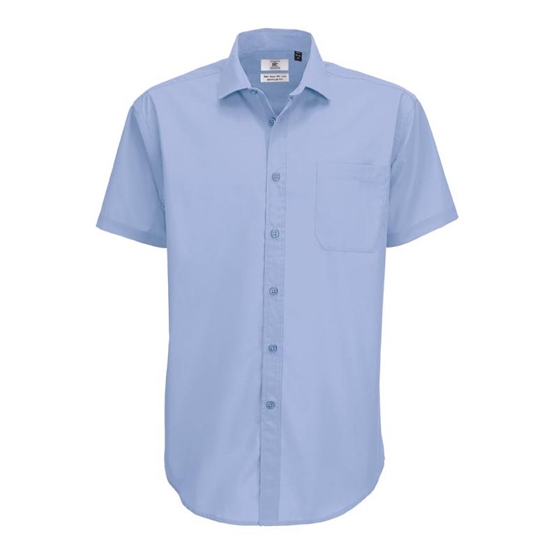 Рубашка мужская с коротким рукавом SSL/men, корпоративный голубой, полиэстер, хлопок