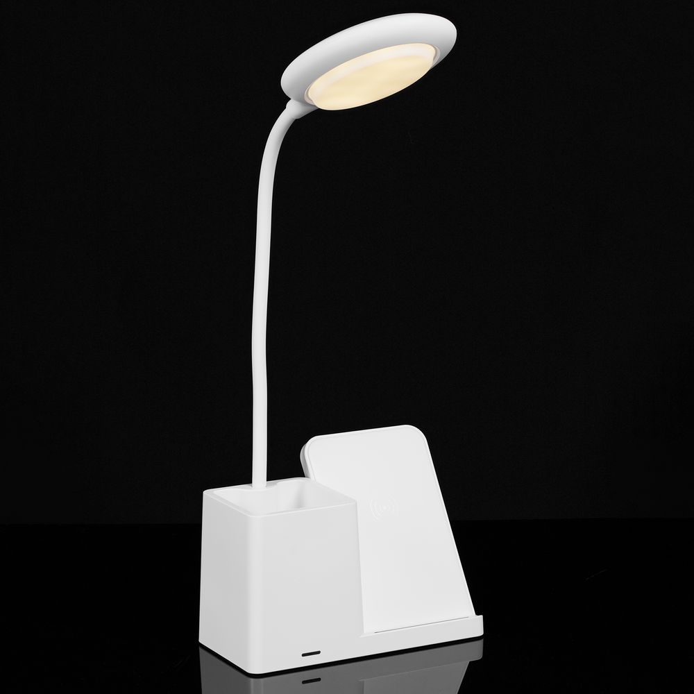 Лампа с органайзером и беспроводной зарядкой writeLight, ver. 2, белая, белый
