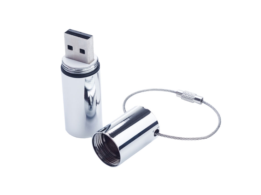 USB 2.0- флешка на 4 Гб «Цилиндр», серебристый, металл