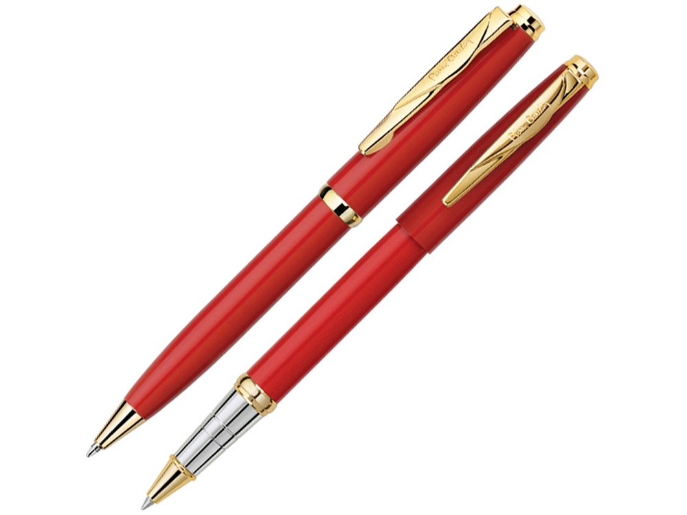 Набор «PEN & PEN»: ручка шариковая, ручка-роллер, красный, желтый, серебристый, металл