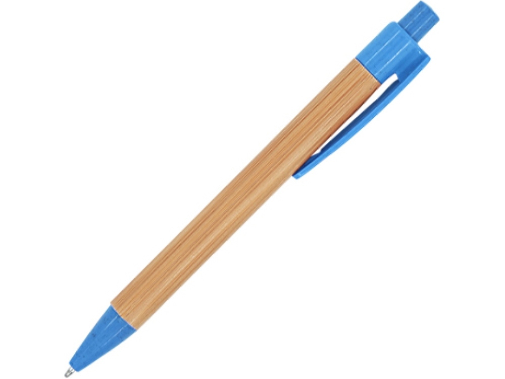 Ручка шариковая бамбуковая STOA, голубой, бежевый, пластик, растительные волокна