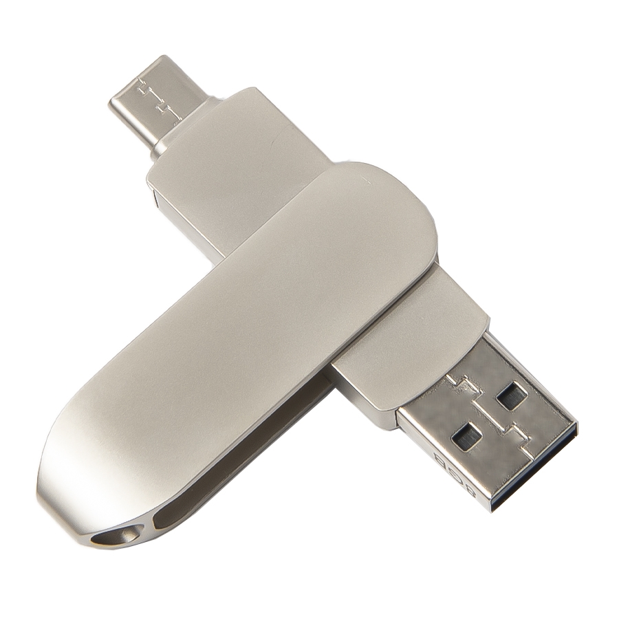 USB flash-карта CIRCLE OTG Type-C (8Гб), серебристая, 6,5х1,5х0,82 см, металл, серебристый, металл