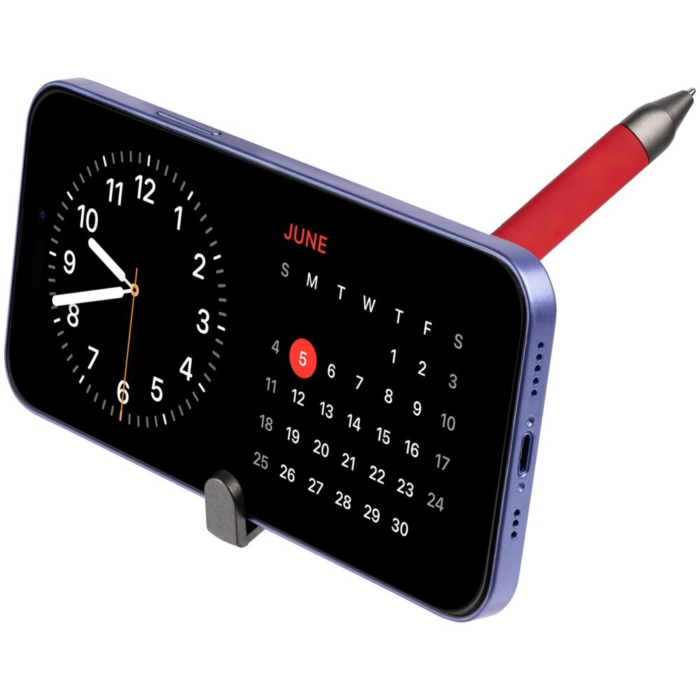 Ручка шариковая Standic с подставкой для телефона, красная, красный