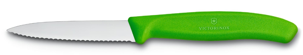 Нож для овощей VICTORINOX SwissClassic, лезвие 8 см с волнистой кромкой, зелёный, зеленый, пластик