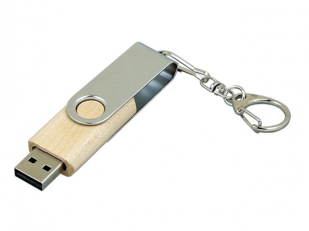 USB 2.0- флешка промо на 8 Гб с поворотным механизмом, серебристый, дерево, металл