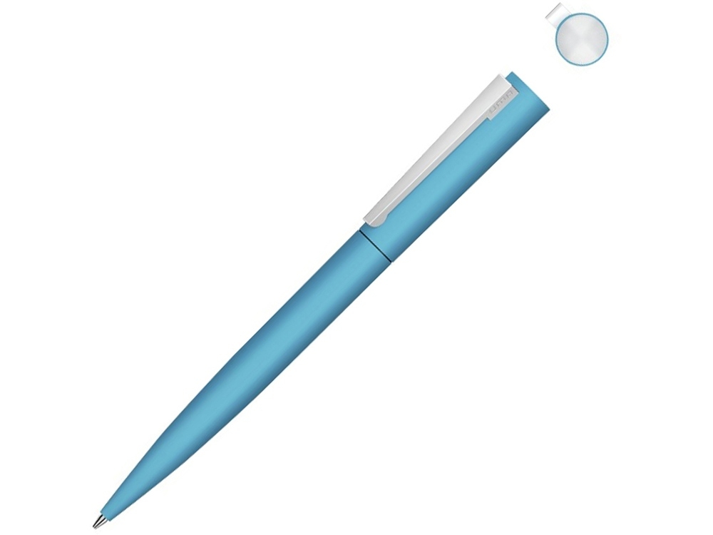Ручка шариковая металлическая «Brush Gum», soft-touch, голубой, soft touch