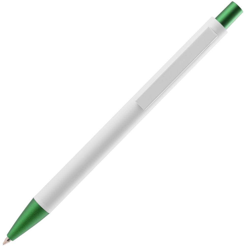 Ручка шариковая Chromatic White, белая с зеленым, зеленый, белый, металл