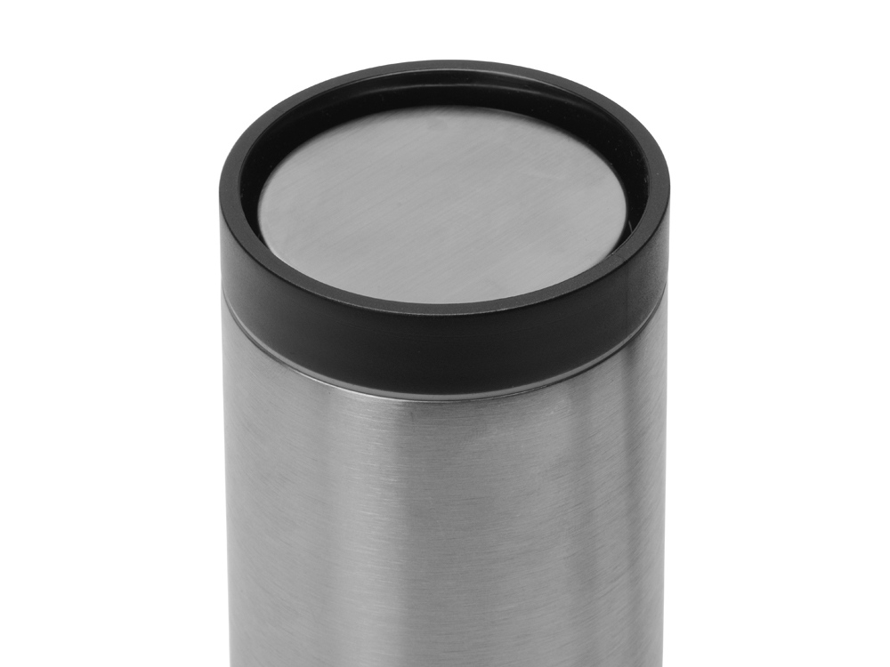 Вакуумная термокружка «Noble» с 360° крышкой-кнопкой, крафтовый тубус, серебристый, металл