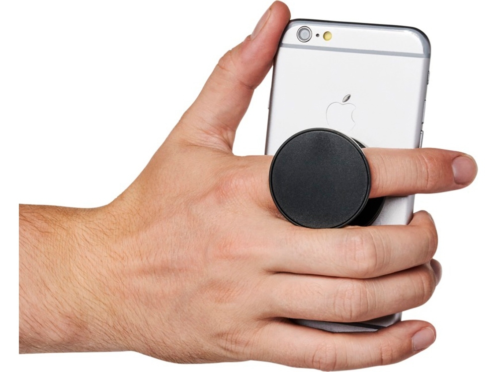 Подставка для телефона «Brace» с держателем для руки, черный, пластик