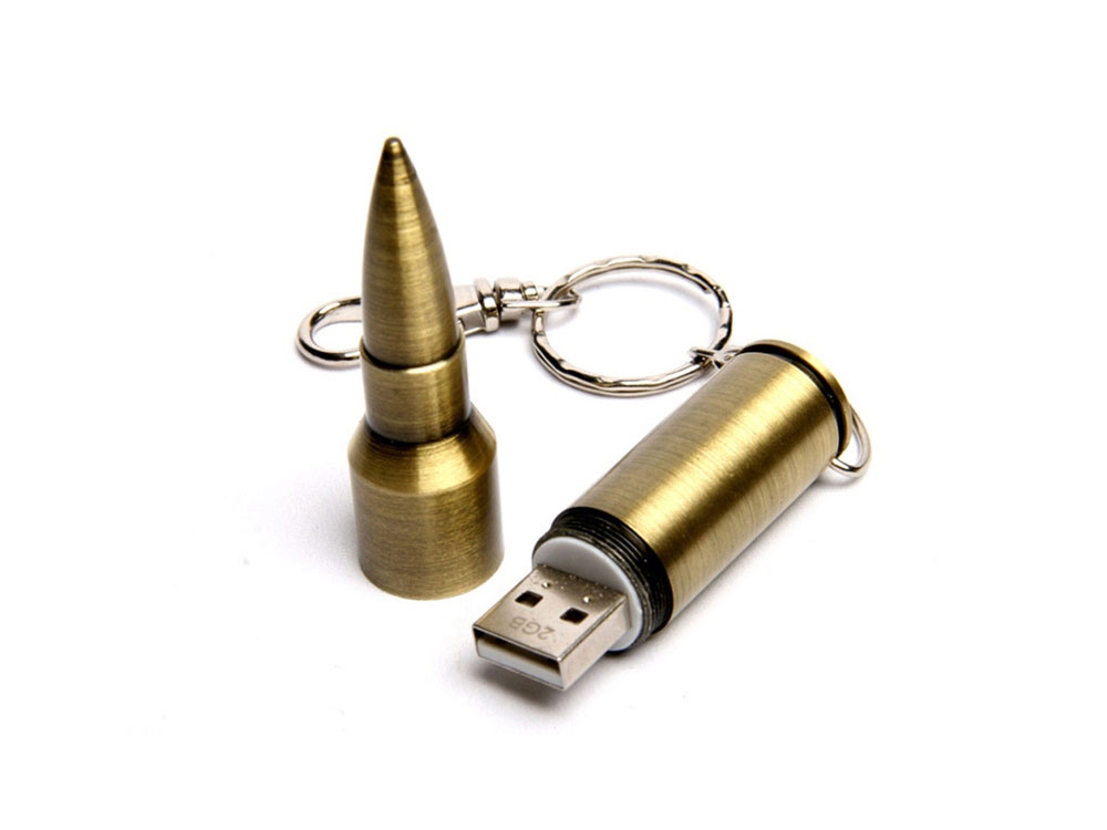 USB 3.0- флешка на 128 Гб в виде патрона от АК-47, бронзовый, металл