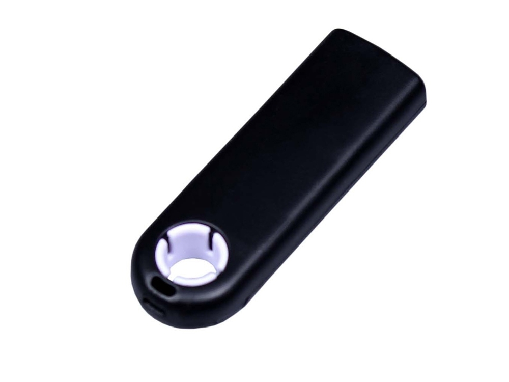 USB 2.0- флешка промо на 4 Гб прямоугольной формы, выдвижной механизм, черный, белый, пластик