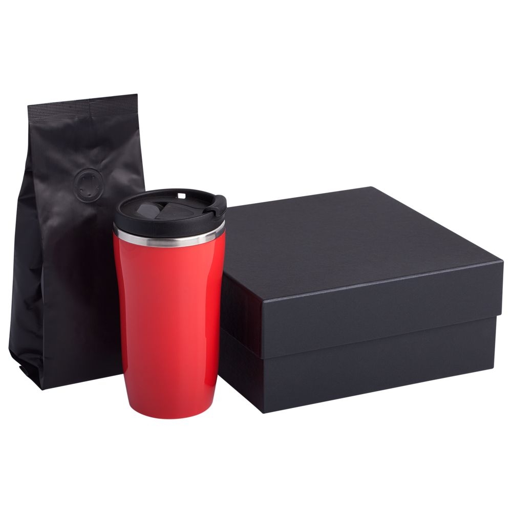 Набор Grain: термостакан и кофе, красный, красный, пластик