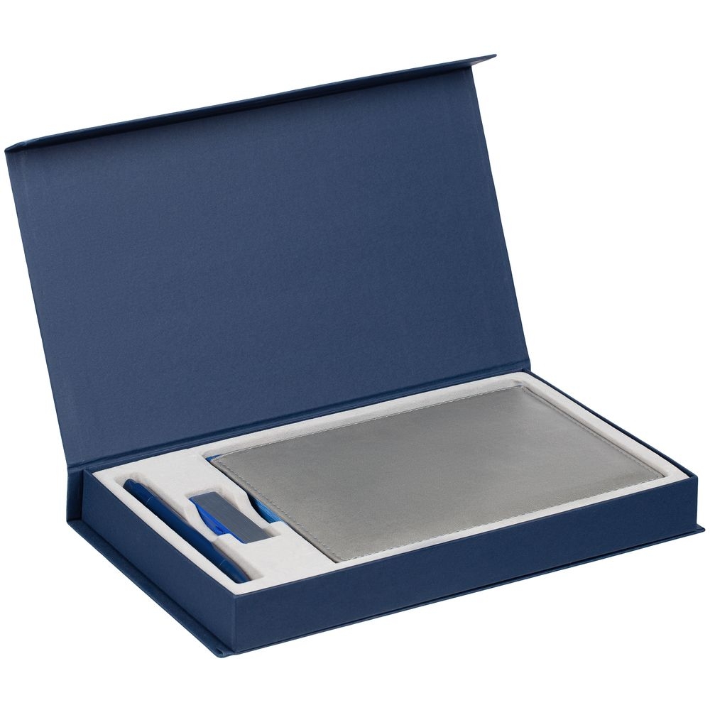 Коробка Horizon Magnet с ложементом под ежедневник, флешку и ручку, темно-синяя, синий, картон