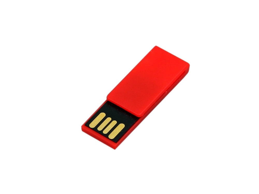 USB 2.0- флешка промо на 16 Гб в виде скрепки, красный, пластик