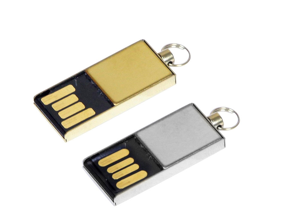 USB 2.0- флешка мини на 8 Гб с мини чипом, желтый, металл