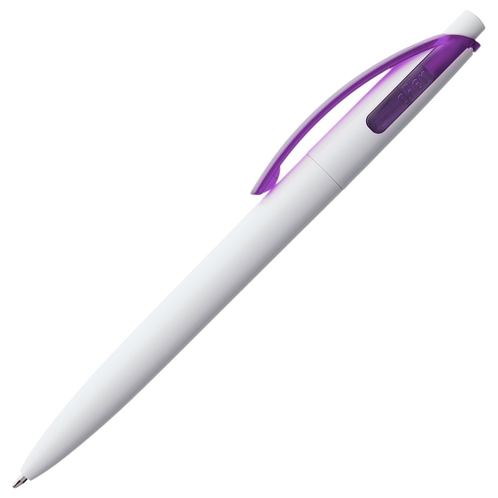 Ручка шариковая Bento, белая с фиолетовым, белый, фиолетовый, пластик