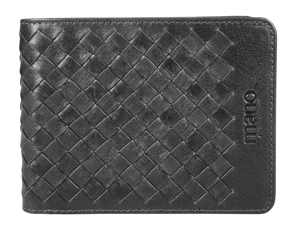 Бумажник Mano "Don Luca", натуральная кожа в черном цвете, 12,5 х 9,7 см, черный