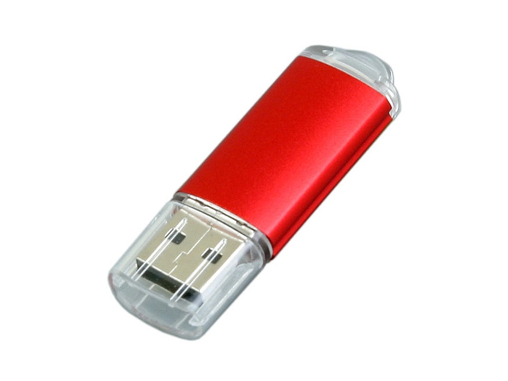 USB 2.0- флешка на 16 Гб с прозрачным колпачком, красный, металл