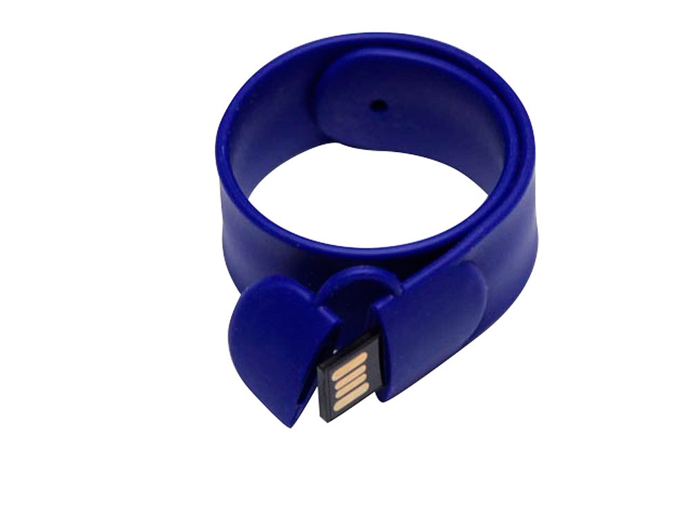 USB 2.0- флешка на 8 Гб в виде браслета, синий, пвх