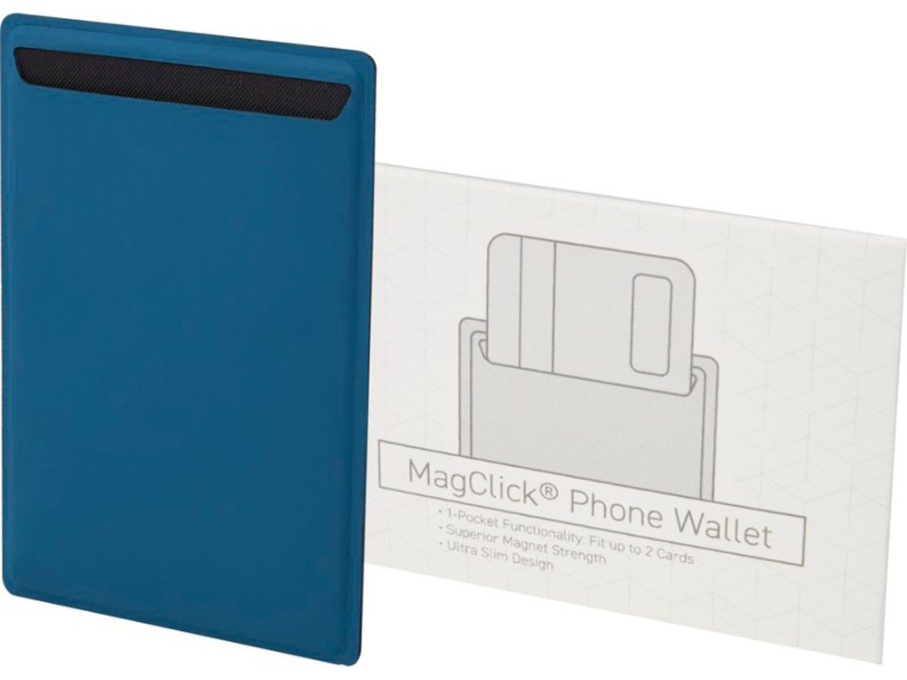 Кошелек-накладка для телефона «Magclick», синий, кожзам