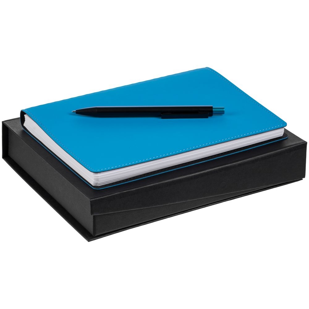 Набор Spring Shall, голубой с черным, черный, голубой, искусственная кожа; пластик; покрытие софт-тач; переплетный картон