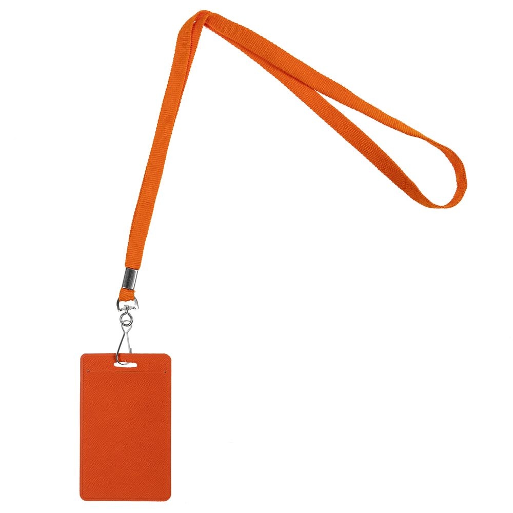 Лента с карабином Colorplan, оранжевая, оранжевый, нейлон; металл