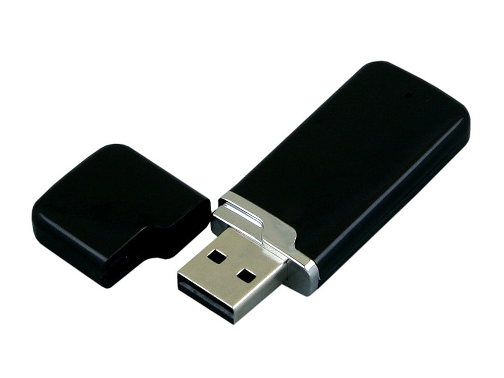 USB 2.0- флешка на 64 Гб с оригинальным колпачком, черный, пластик