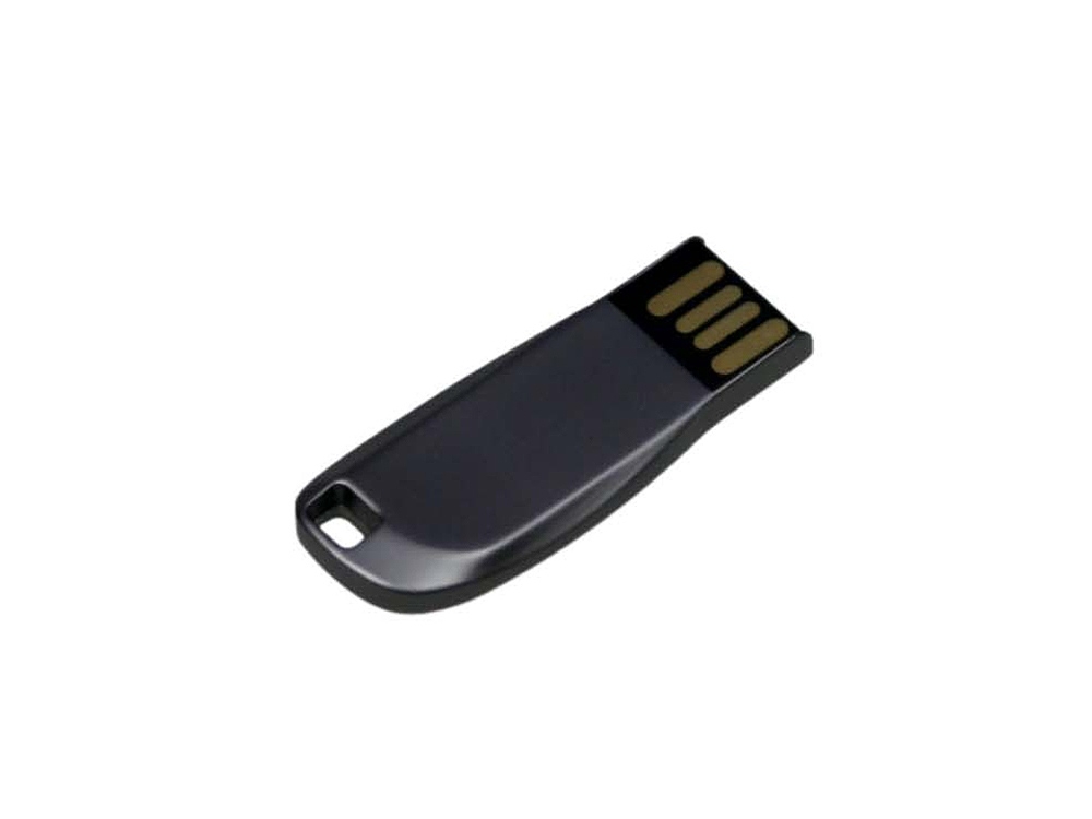 USB 2.0- флешка на 32 Гб компактная с мини чипом и овальным отверстием, серый, металл