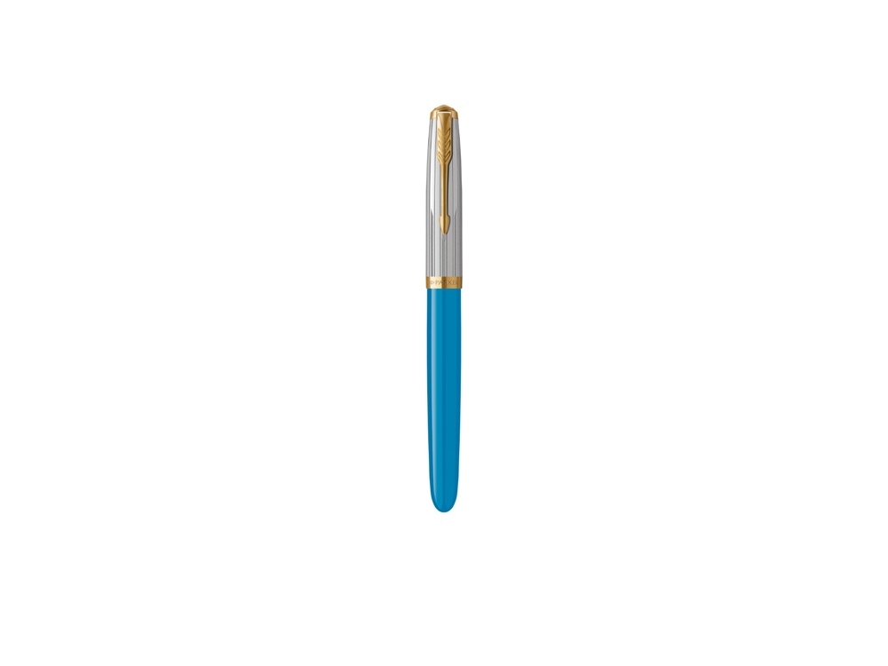 Ручка перьевая Parker 51 Premium, F/M, желтый, голубой, серебристый, металл