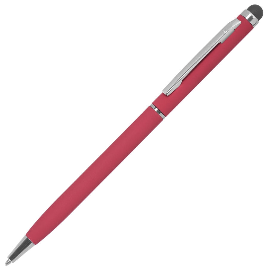 TOUCHWRITER SOFT, ручка шариковая со стилусом для сенсорных экранов, красный/хром, металл/soft-touch, красный, серебристый, хромированная латунь, софт-покрытие