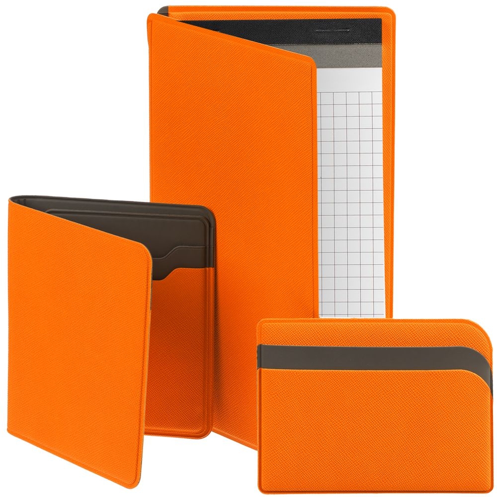 Чехол для карточек Dual, оранжевый, оранжевый, кожзам