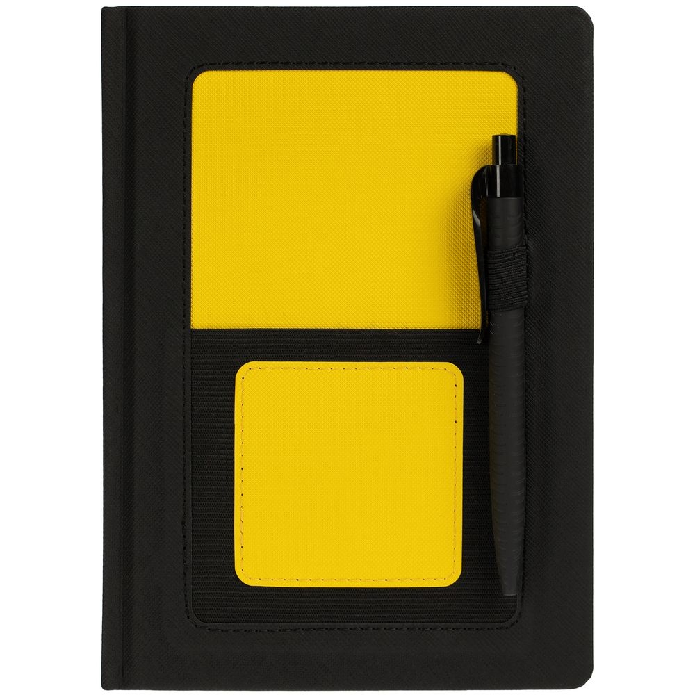 Ежедневник Mobile, недатированный, черно-желтый, черный, желтый, кожзам