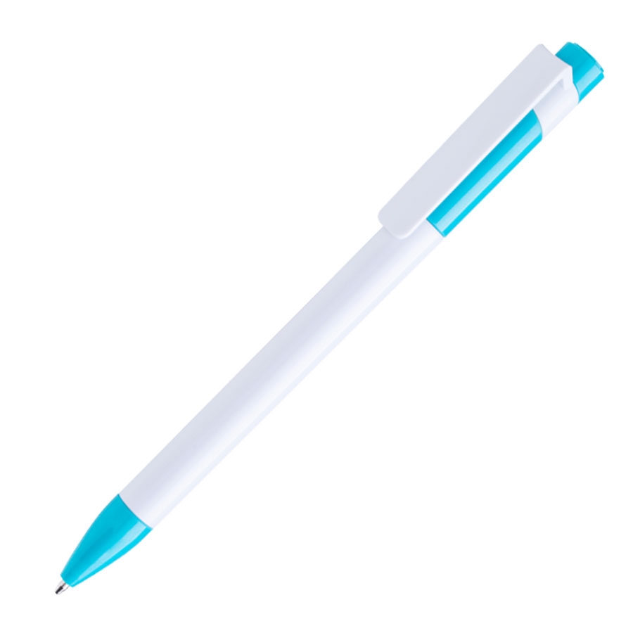 Ручка шариковая MAVA,  белый/ бирюзовый,  пластик, белый, бирюзовый, пластик