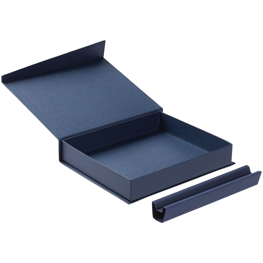 Коробка Duo под ежедневник и ручку, синяя, синий, картон