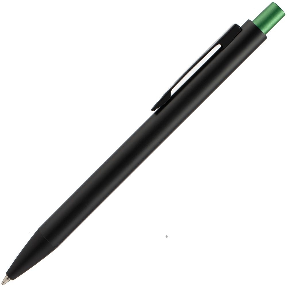 Ручка шариковая Chromatic, черная с зеленым, черный, зеленый, металл