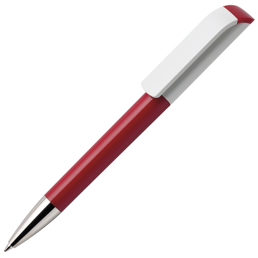 Ручка шариковая TAG, красный корпус/белый клип, пластик, красный, пластик