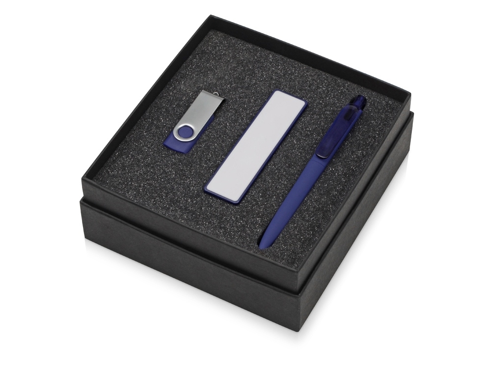 Подарочный набор Space Pro с флешкой, ручкой и зарядным устройством, белый, soft touch