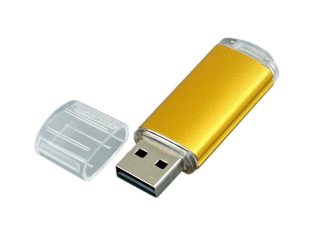 USB 2.0- флешка на 32 Гб с прозрачным колпачком, желтый, металл