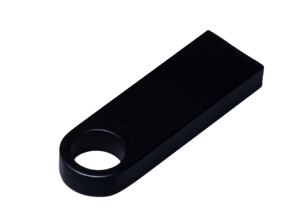 USB 2.0-флешка на 16 Гб с мини чипом и круглым отверстием, черный, металл