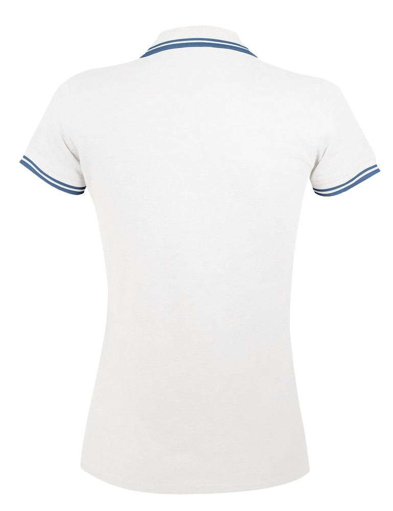 Рубашка поло женская Pasadena Women 200 с контрастной отделкой, белая с голубым, белый, голубой, хлопок