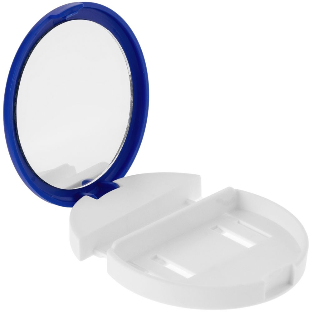 Зеркало с подставкой для телефона Self, синее с белым, белый, пластик