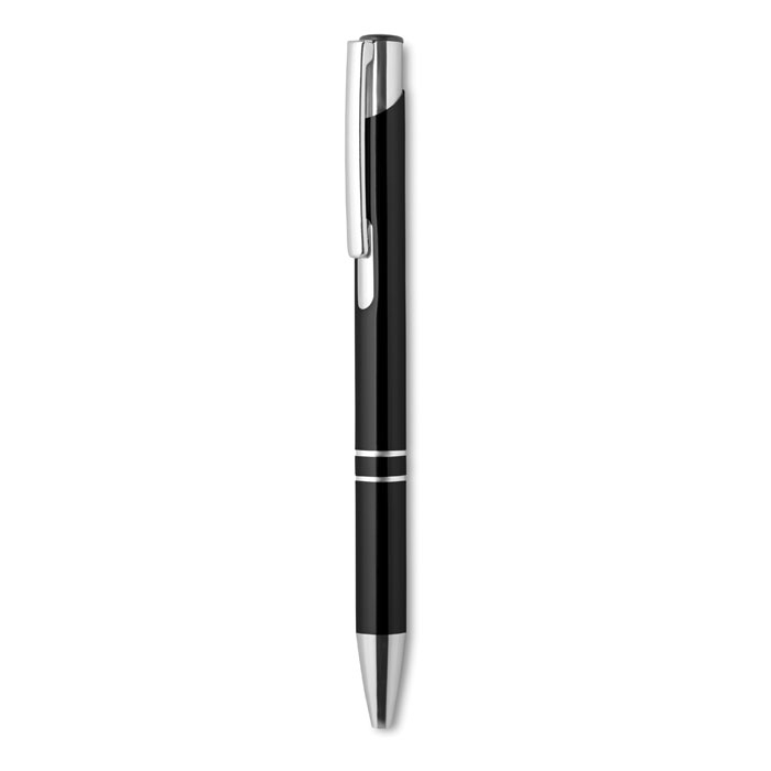 Ручка шариковая с черными черни, черный, алюминий