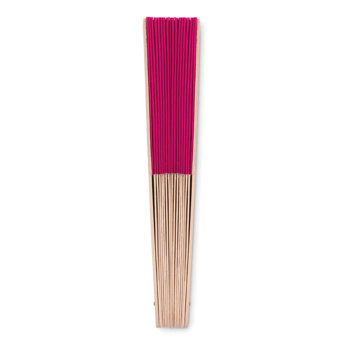 Веер деревянный, розовый, wood+polyester