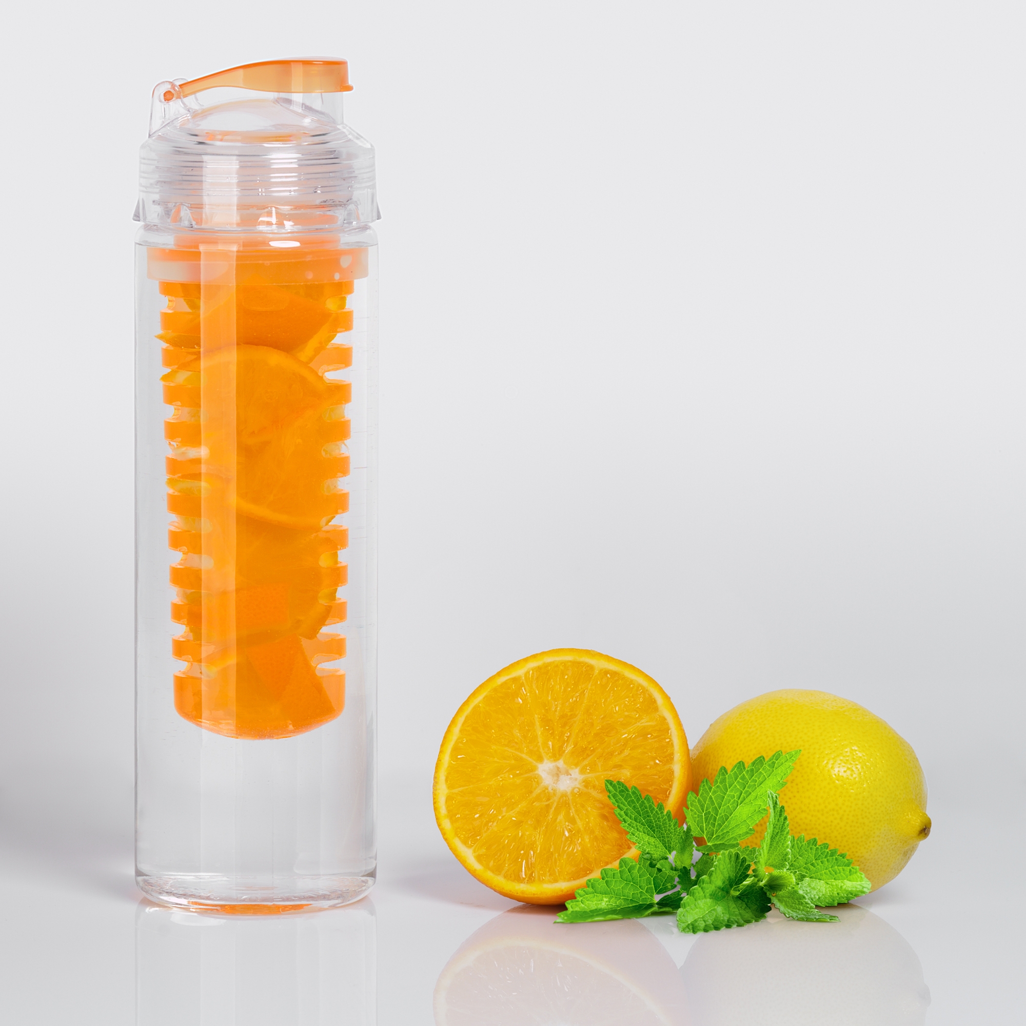 Бутылка для воды "Fruits" 700 мл с емкостью для фруктов, оранжевый, пластик