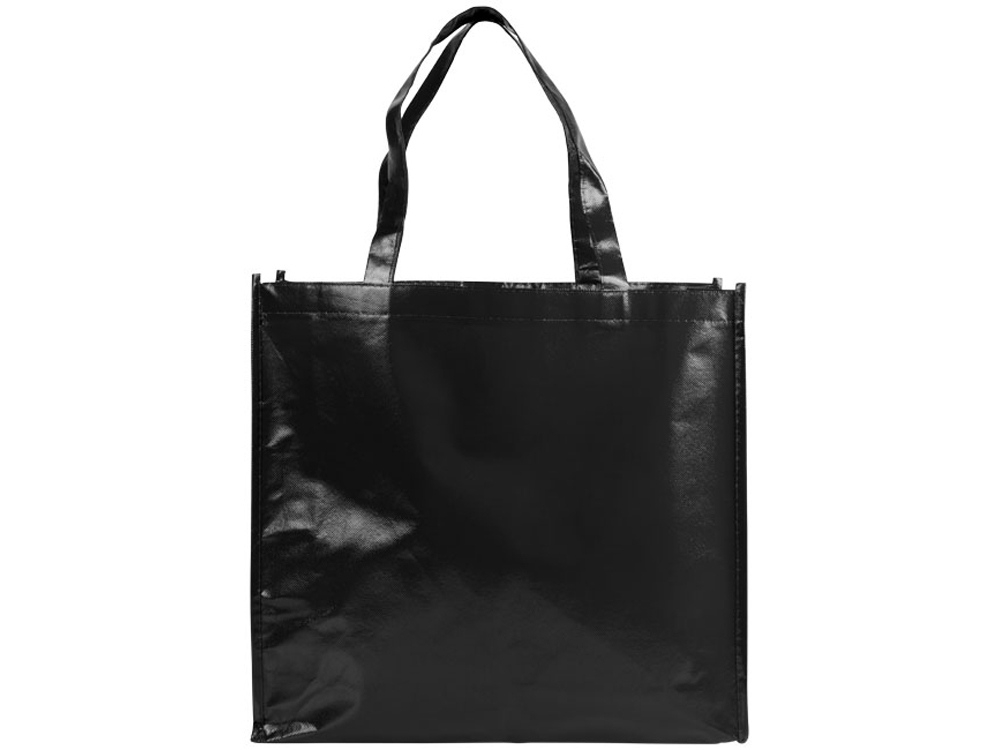 Ламинированная сумка для покупок, черный, нетканый материал