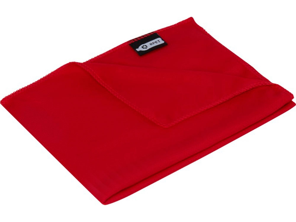 Охлаждающее полотенце «Raquel» из переработанного ПЭТ в мешочке, красный, пластик