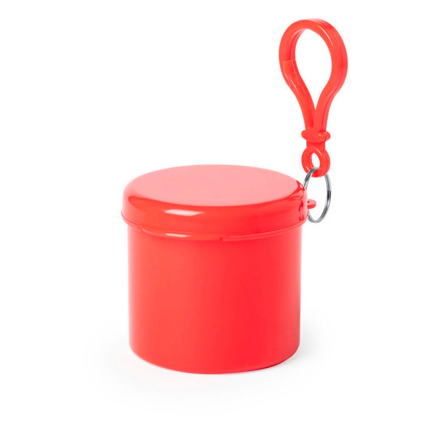 Дождевик BIRTOX белого цвета в красном футляре с карабином, 127 х 102 см. материал LDPE, красный, полиэтилен, пластик