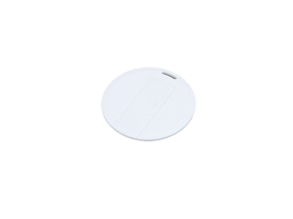 USB 2.0- флешка на 64 Гб в виде пластиковой карточки круглой формы, белый, пластик