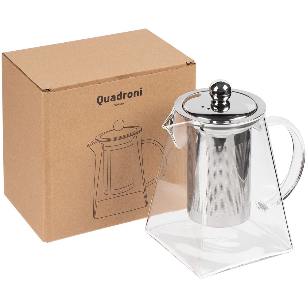 Чайник Quadroni, нержавеющая сталь; боросиликатное стекло