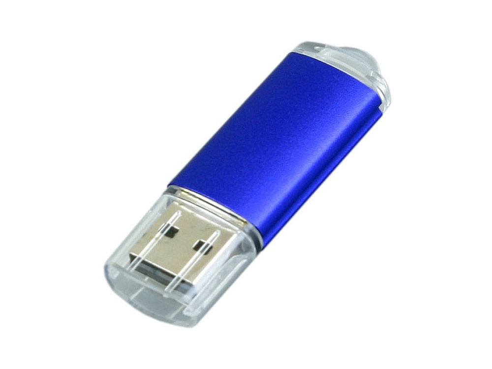 USB 2.0- флешка на 4 Гб с прозрачным колпачком, синий, металл